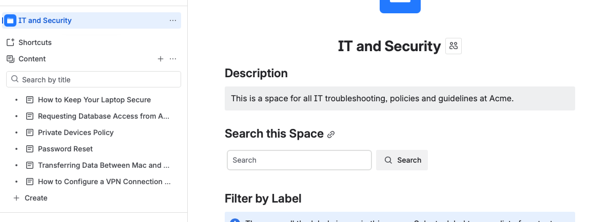Content in Confluence